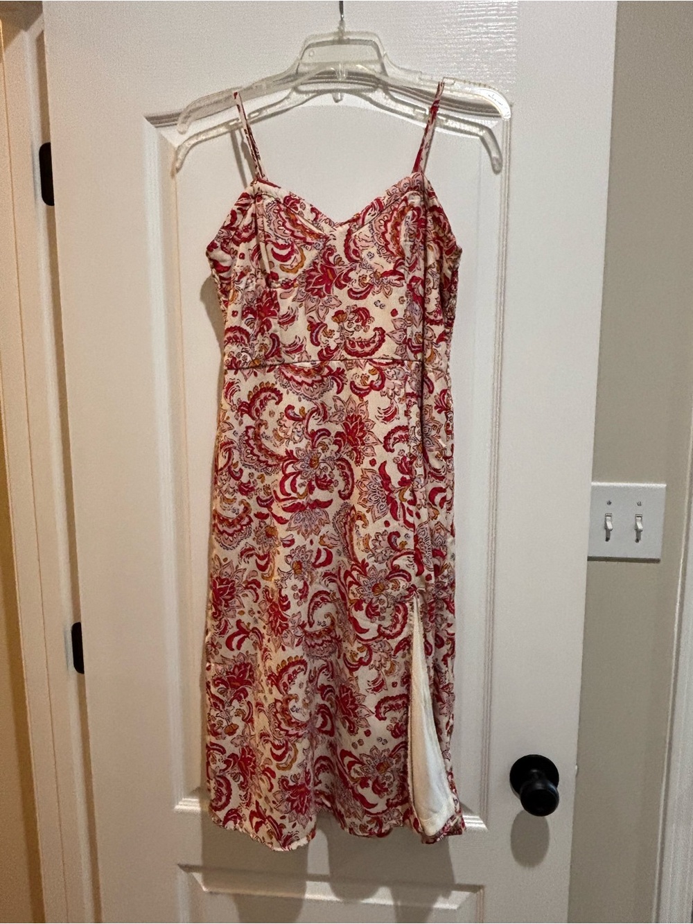 Jessica Simpson Cream Slip Dress with Red Paisley Print